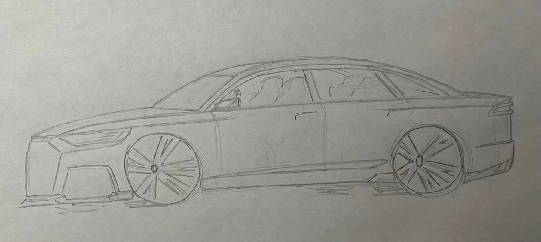 Car design pencil sketch by Julian Weis №1