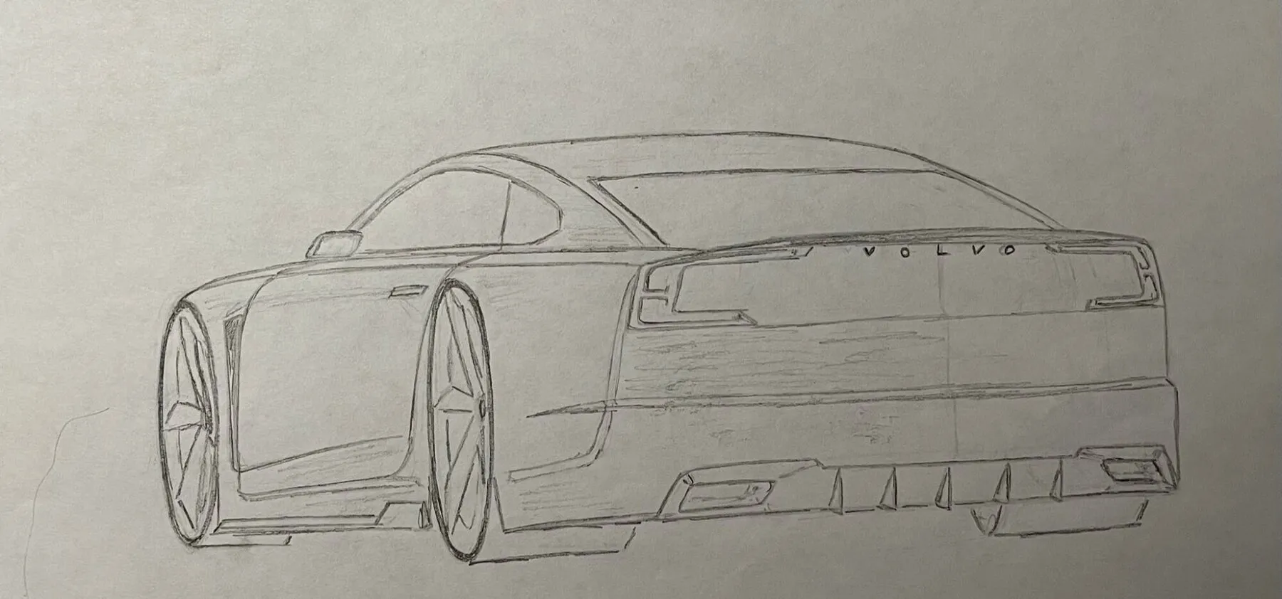 Car design pencil sketch by Julian Weis №2