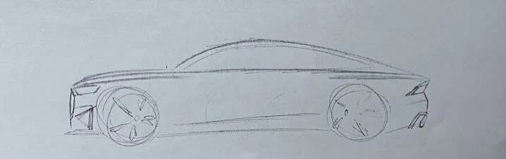 Car design pencil sketch by Julian Weis №3