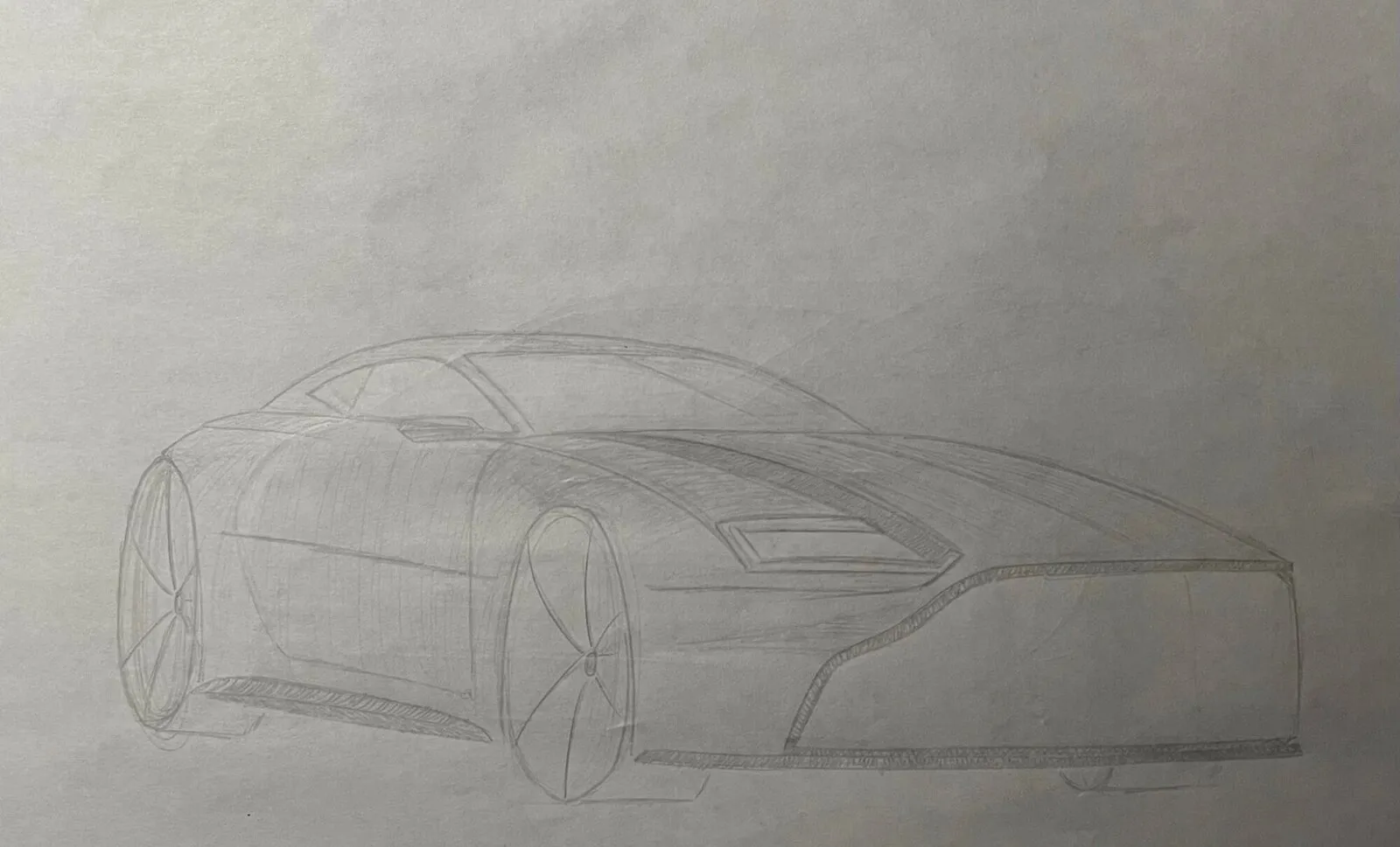 Car design pencil sketch by Julian Weis №4