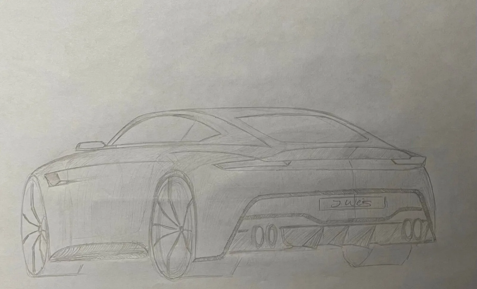 Car design pencil sketch by Julian Weis №5